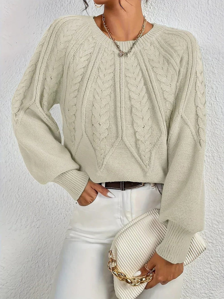 Lorette | Women's Cable Sweater with Balloon Sleeves