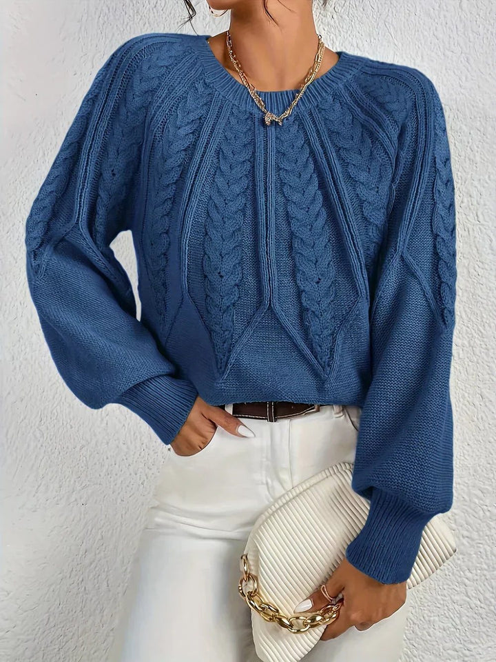 Lorette | Women's Cable Sweater with Balloon Sleeves