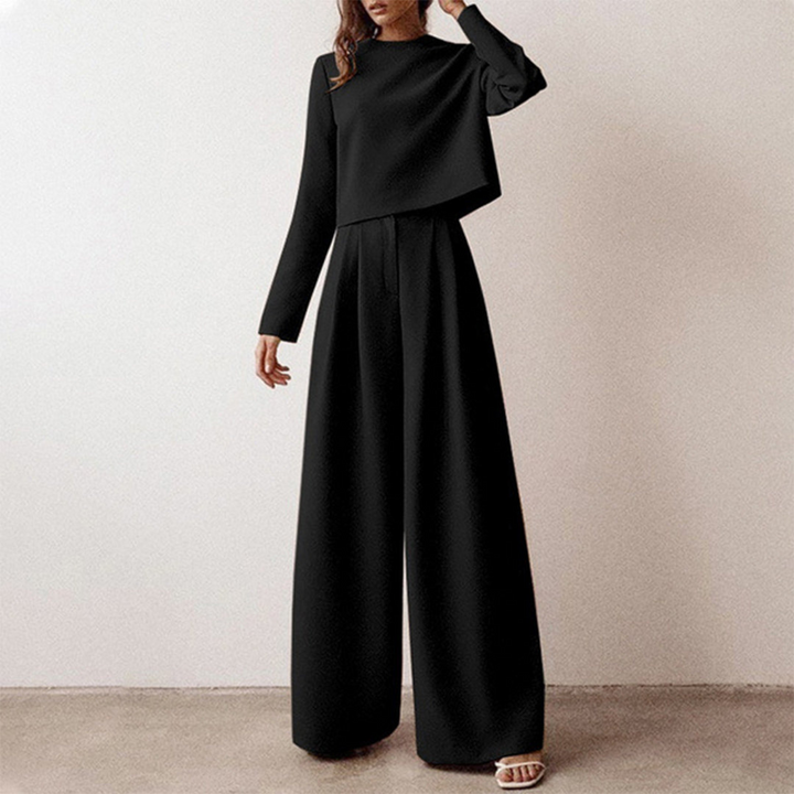 Livina | Women's Cropped Top High-Waisted Wide-Leg Trouser Set