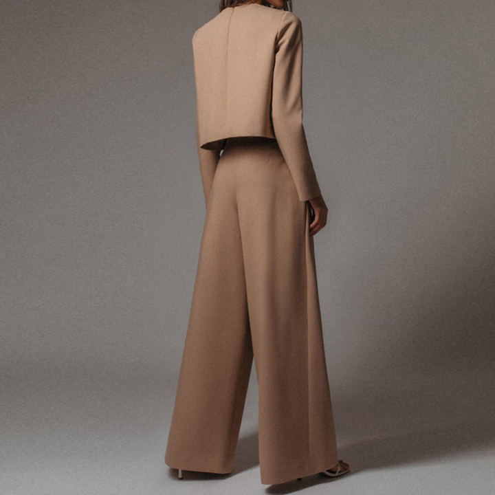 Livina | Women's Cropped Top High-Waisted Wide-Leg Trouser Set