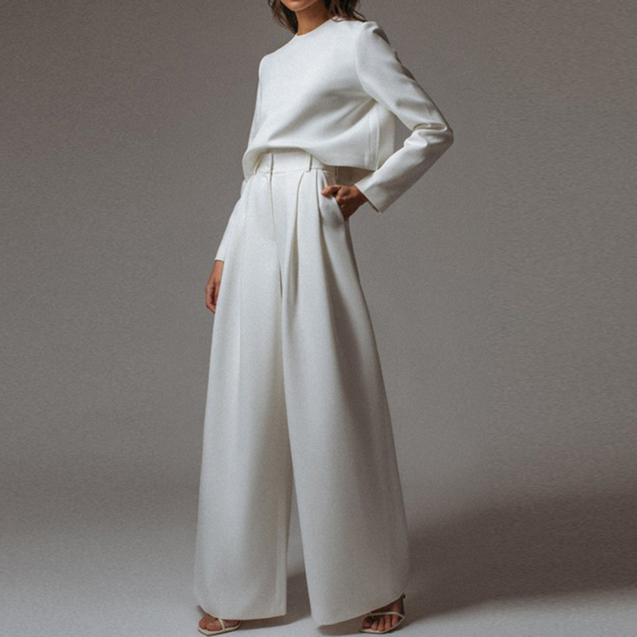 Livina | Women's Cropped Top High-Waisted Wide-Leg Trouser Set