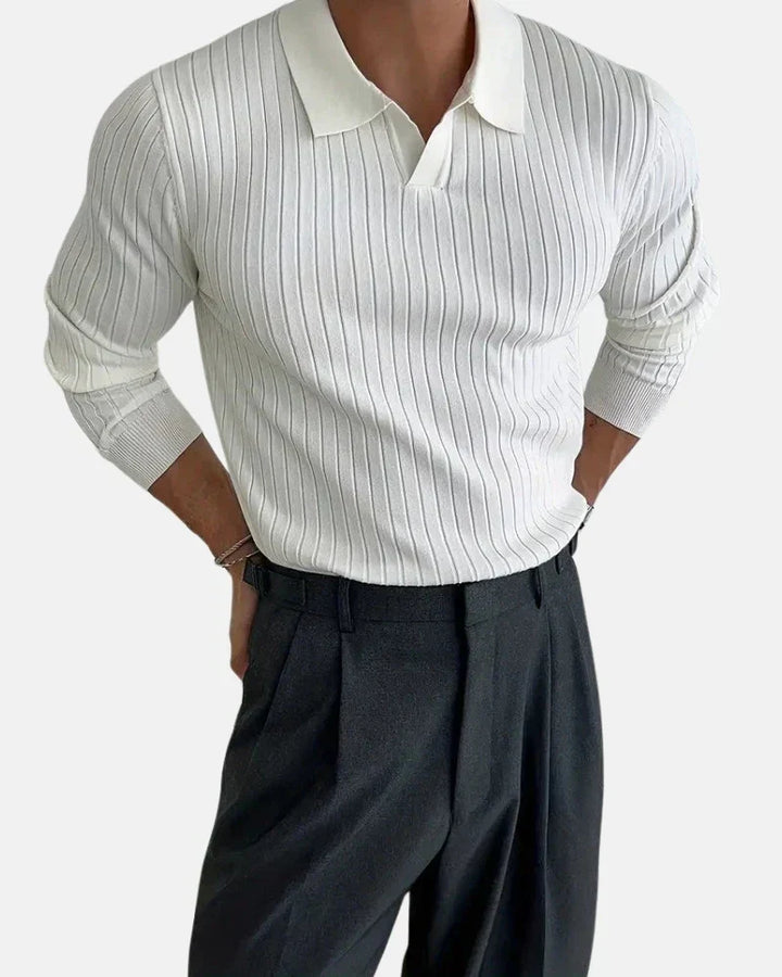 Loic | Men's Ribbed Long Sleeve Knit Polo