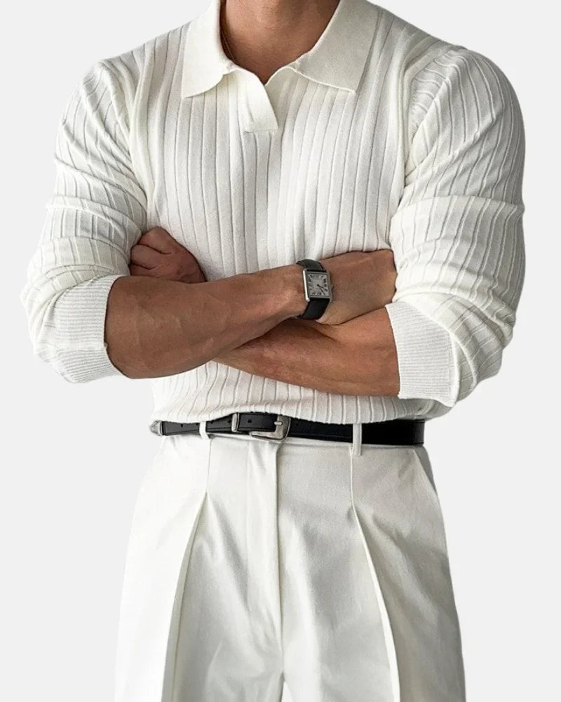 Loic | Men's Ribbed Long Sleeve Knit Polo
