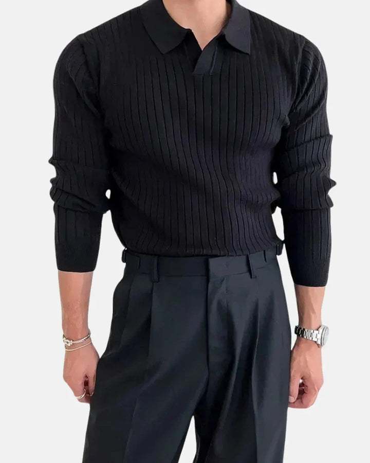 Loic | Men's Ribbed Long Sleeve Knit Polo