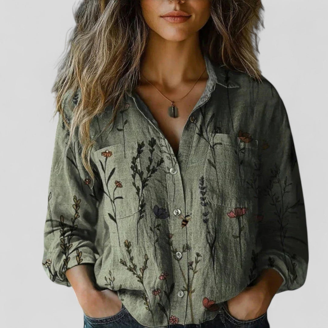 Lorenhilde | Women's Gradient Full Button Placket Blouse Shirt