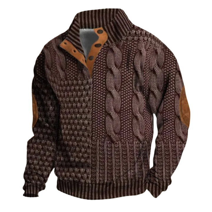Lothaire | Men's Patterned Zip Cardigan with Elbow Patches