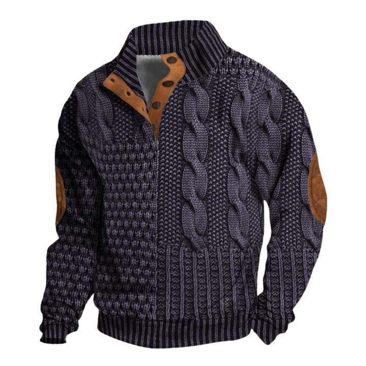 Lothaire | Men's Patterned Zip Cardigan with Elbow Patches