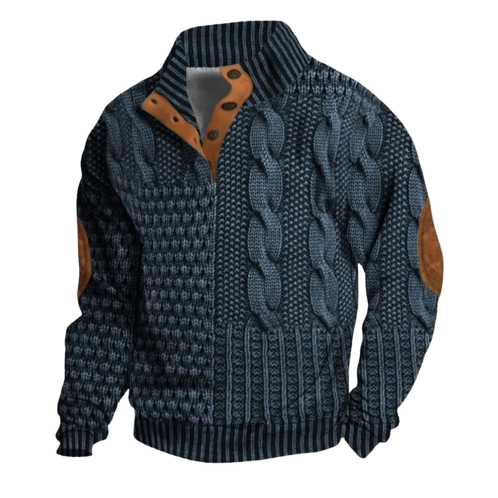 Lothaire | Men's Patterned Zip Cardigan with Elbow Patches