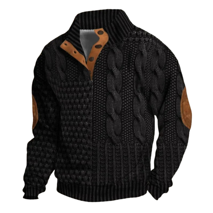 Lothaire | Men's Patterned Zip Cardigan with Elbow Patches