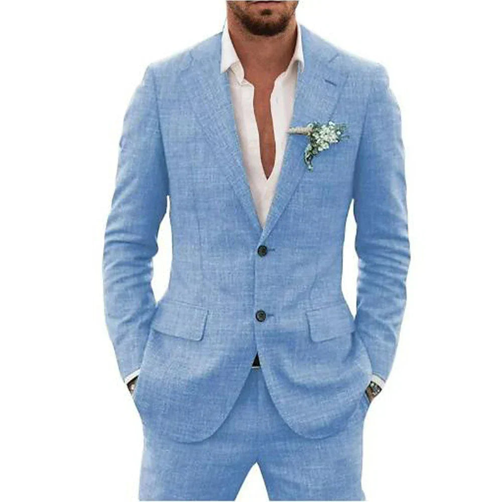 Lucas | Men's Slim-Fit Single-Breasted Linen Two-Piece Suit