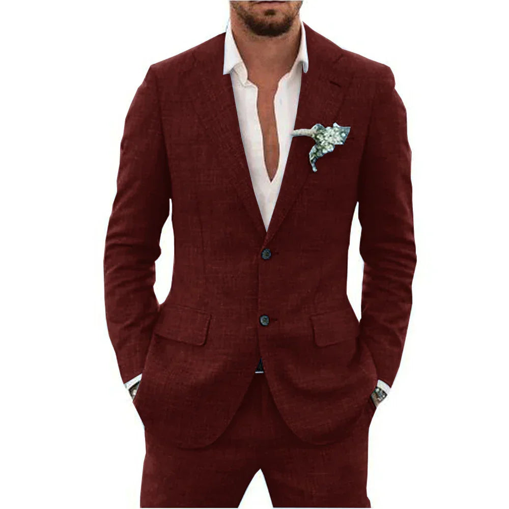 Lucas | Men's Slim-Fit Single-Breasted Linen Two-Piece Suit