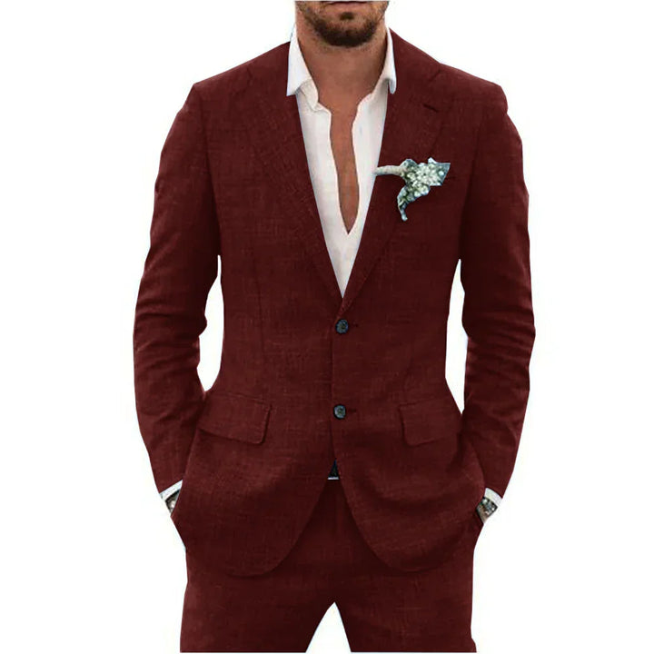 Lucas | Men's Slim-Fit Single-Breasted Linen Two-Piece Suit