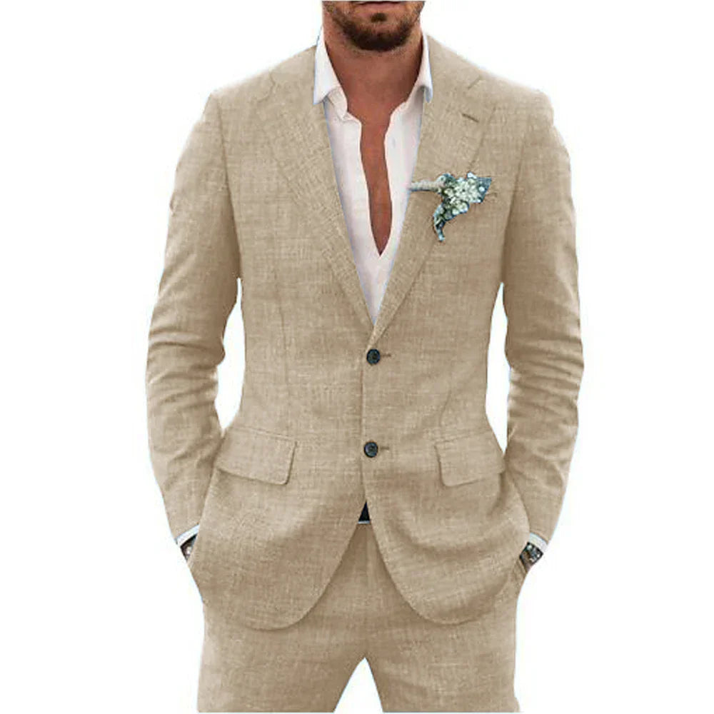 Lucas | Men's Slim-Fit Single-Breasted Linen Two-Piece Suit