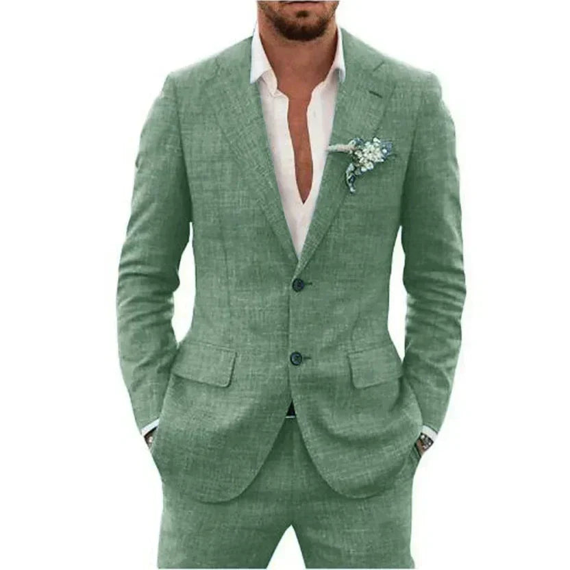 Lucas | Men's Slim-Fit Single-Breasted Linen Two-Piece Suit