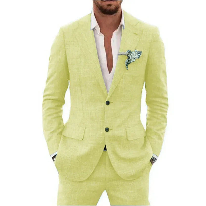 Lucas | Men's Slim-Fit Single-Breasted Linen Two-Piece Suit