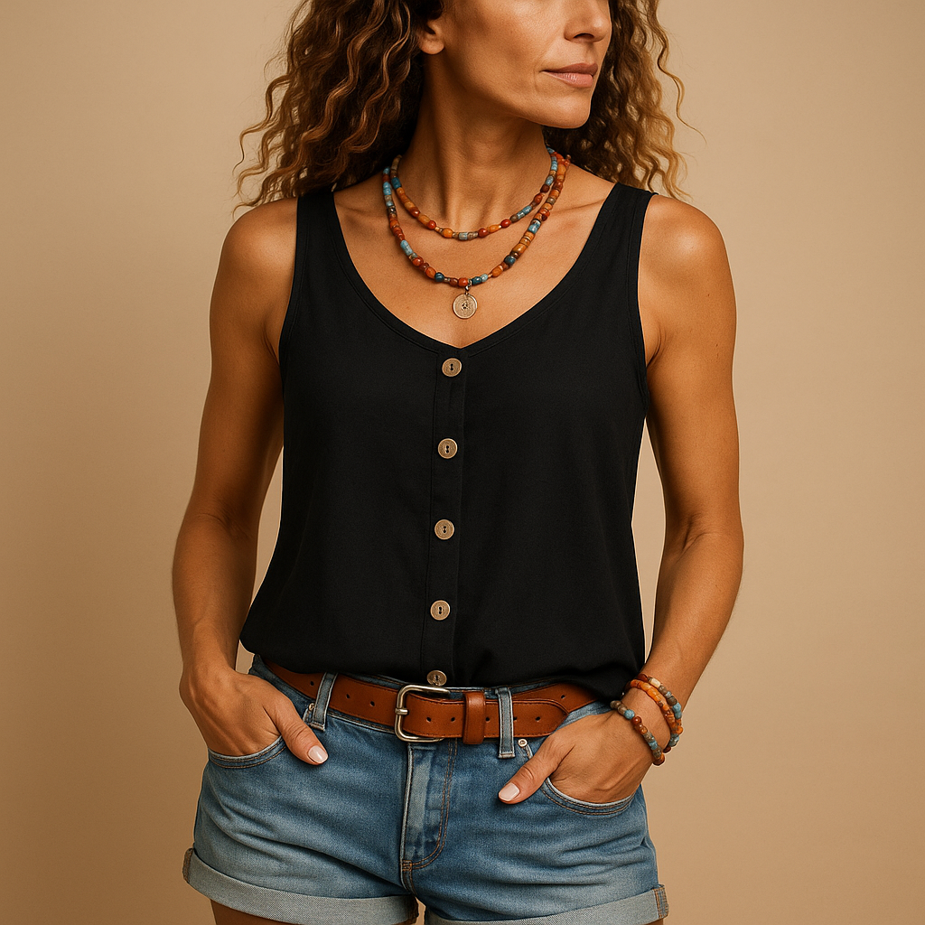 Women's Lightweight Sleeveless Top with V-Neckline