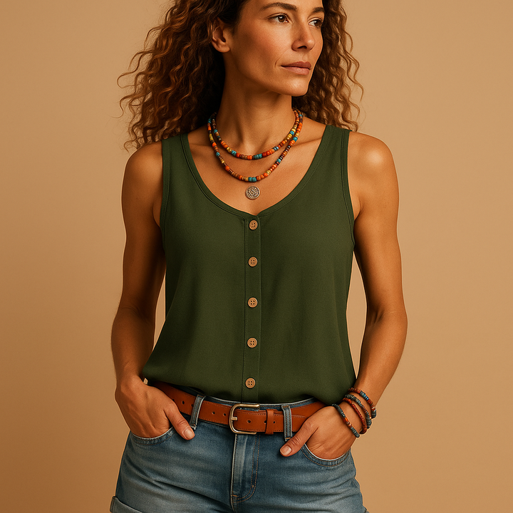 Women's Lightweight Sleeveless Top with V-Neckline