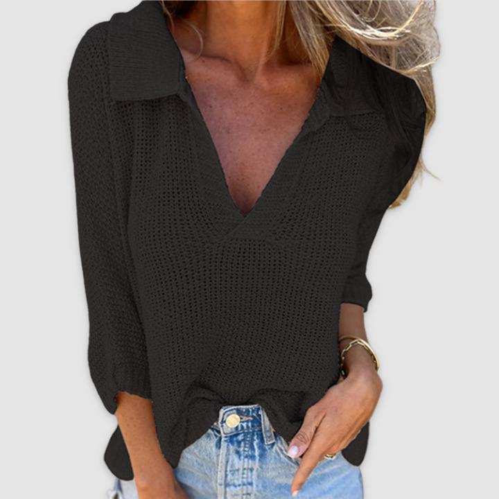Lucy | Women's Elegant V-Neck Relaxed Flowing Top
