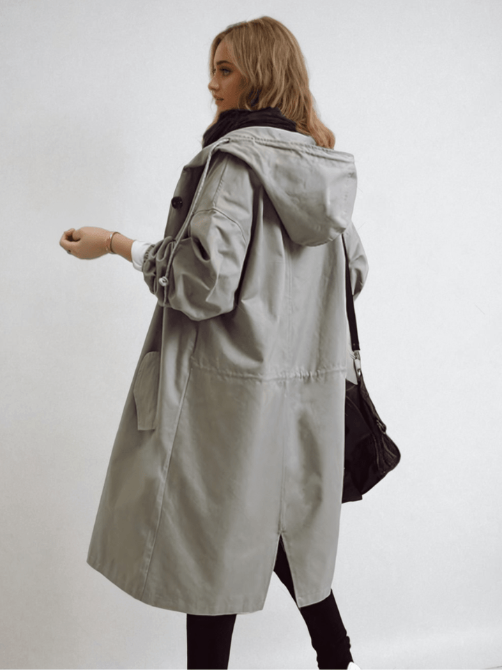 Amelie | Women's Oversized Hooded Longline Coat with Button Front