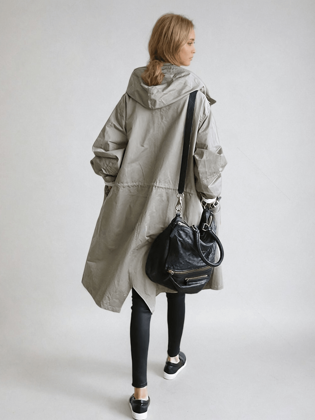 Amelie | Women's Oversized Hooded Longline Coat with Button Front