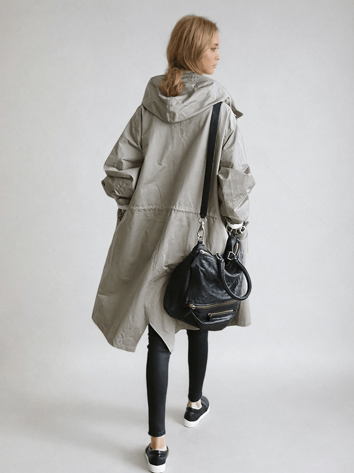 Amelie | Women's Oversized Hooded Longline Coat with Button Front