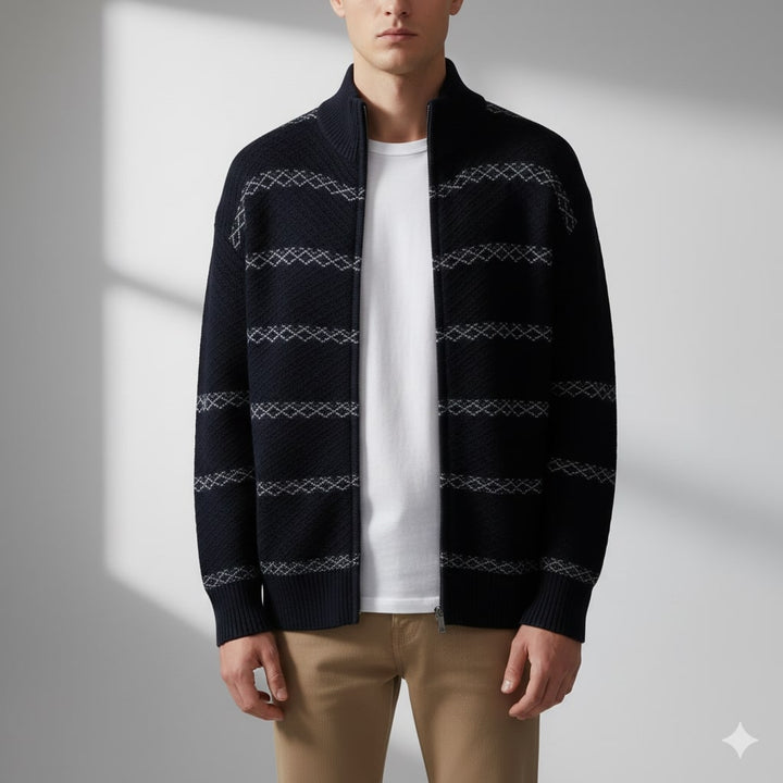 Mainard | Men's Striped Zip Cardigan