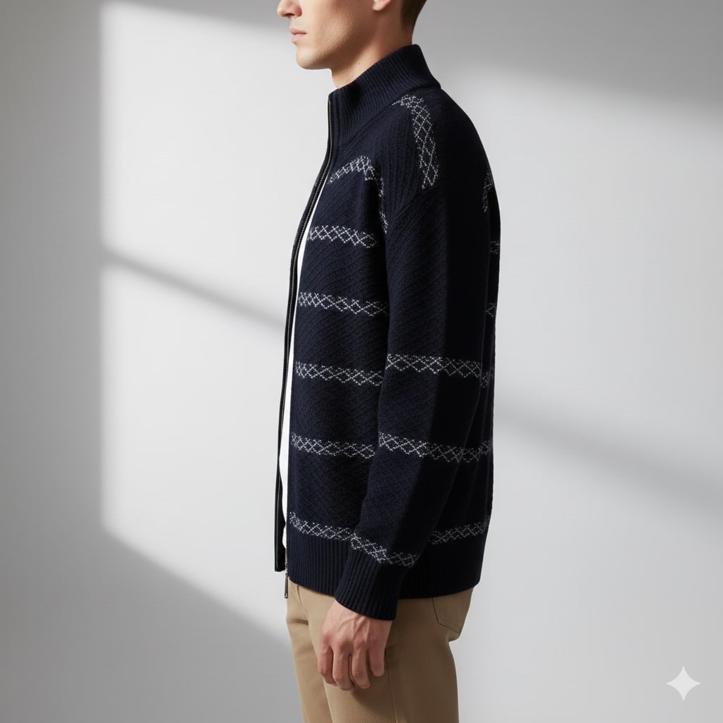 Mainard | Men's Striped Zip Cardigan
