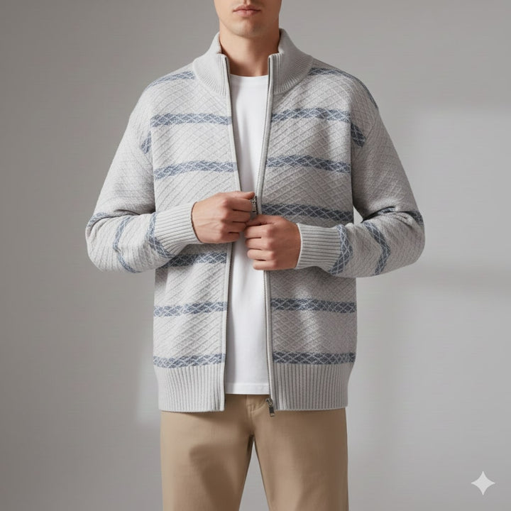 Mainard | Men's Striped Zip Cardigan