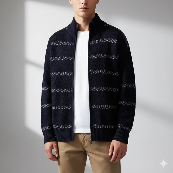 Mainard | Men's Striped Zip Cardigan