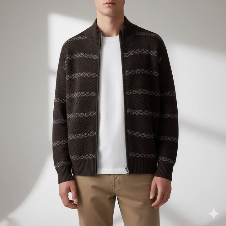 Mainard | Men's Striped Zip Cardigan