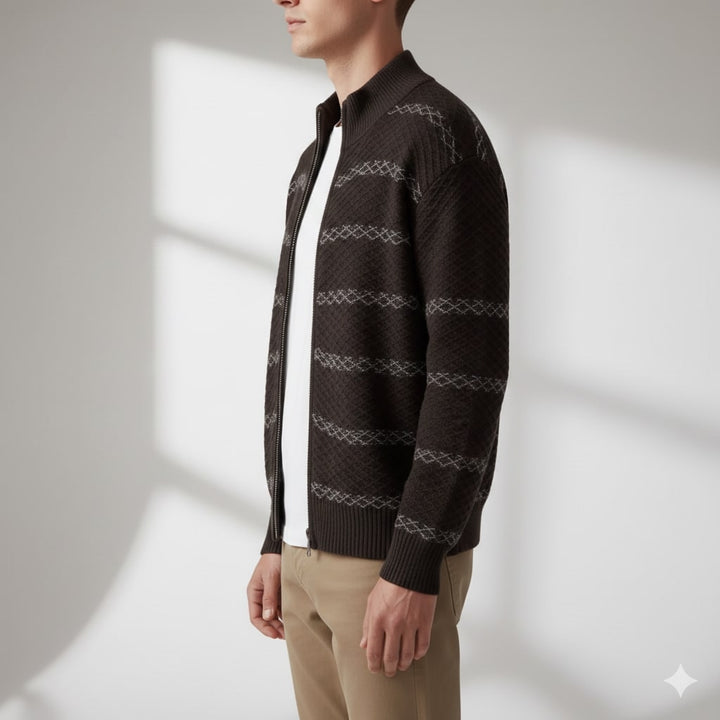 Mainard | Men's Striped Zip Cardigan