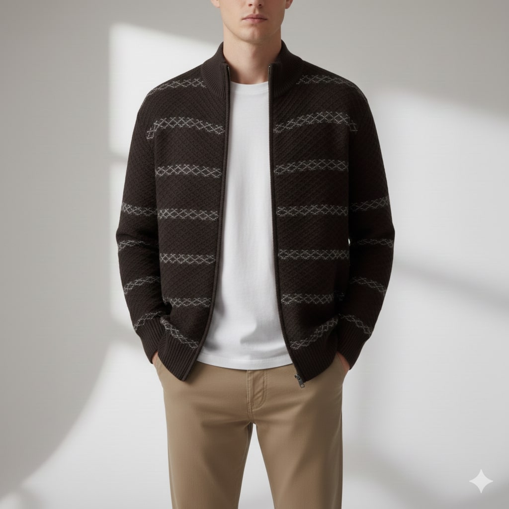 Mainard | Men's Striped Zip Cardigan