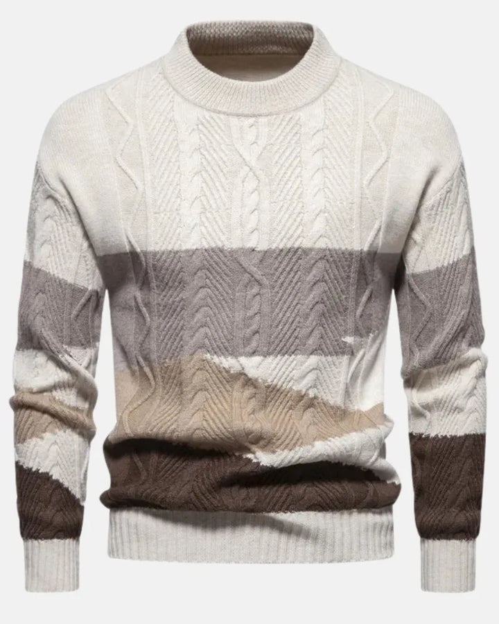 Malo | Men's Banded Cable Colourblock Sweater