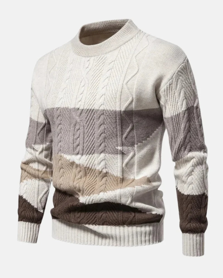 Malo | Men's Banded Cable Colourblock Sweater