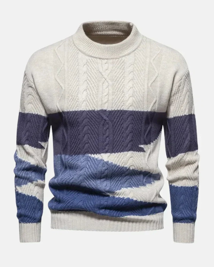 Malo | Men's Banded Cable Colourblock Sweater