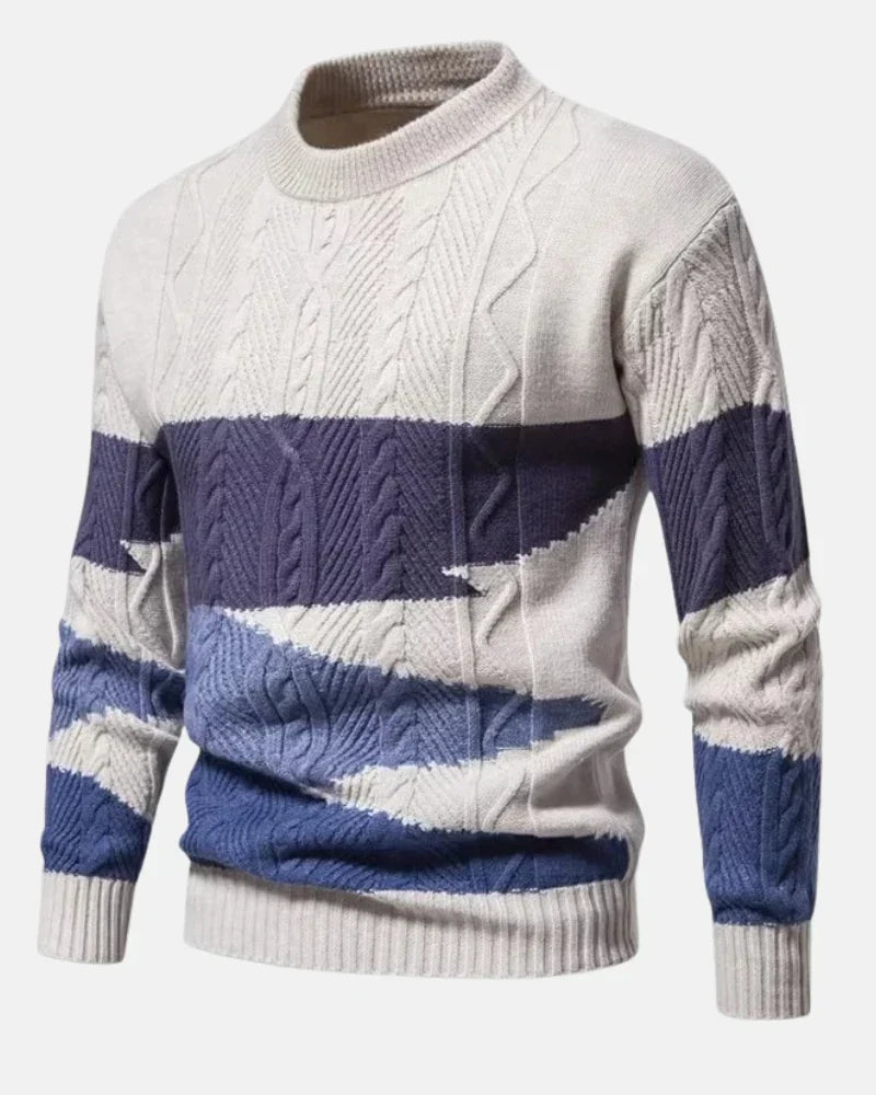 Malo | Men's Banded Cable Colourblock Sweater