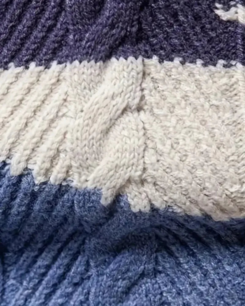 Malo | Men's Banded Cable Colourblock Sweater