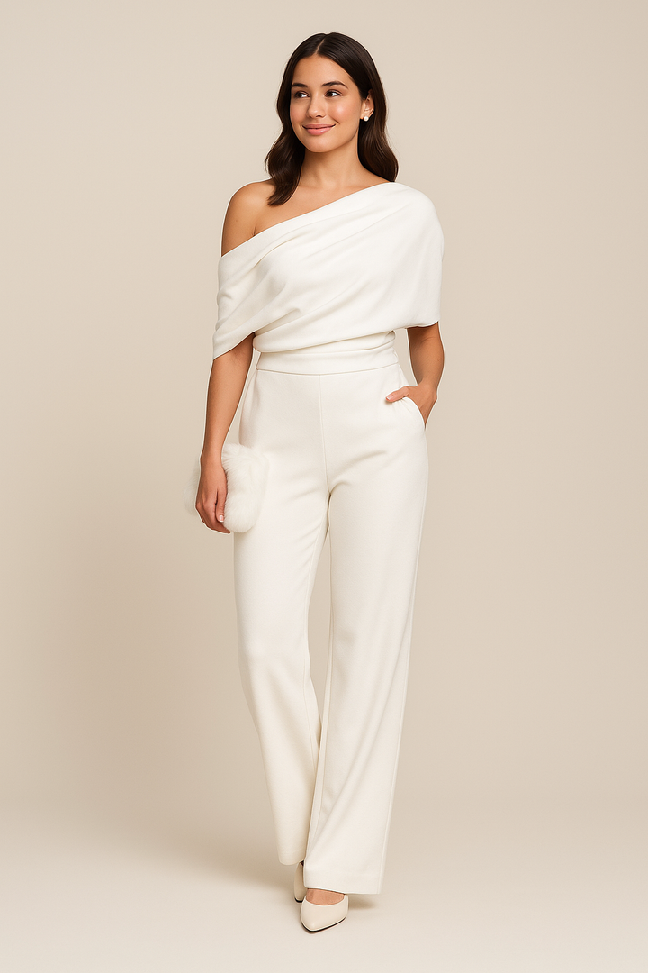 Margaret | Women's Chic One-Shoulder Tailored Jumpsuit