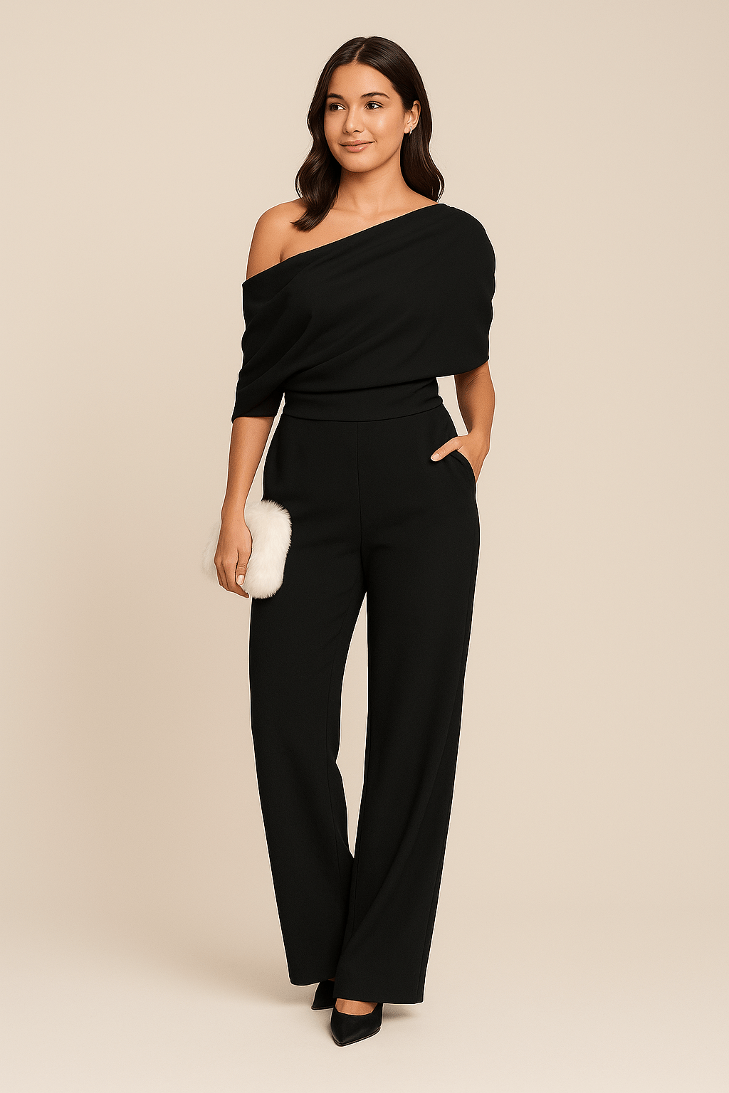 Margaret | Women's Chic One-Shoulder Tailored Jumpsuit