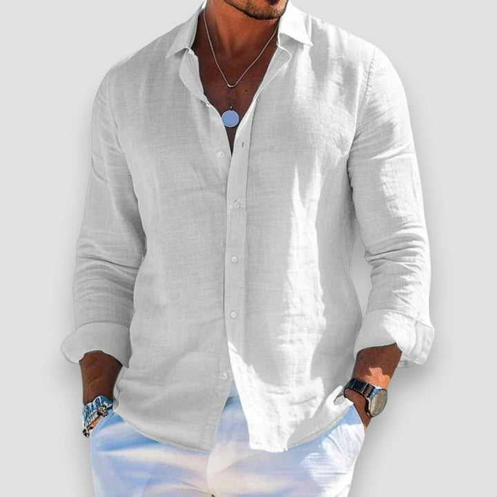 Marlo | Men's Lightweight Slim Fit Linen Long Sleeve Shirt