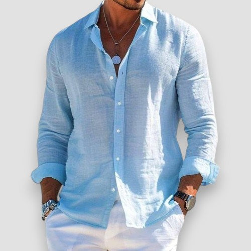 Marlo | Men's Lightweight Slim Fit Linen Long Sleeve Shirt