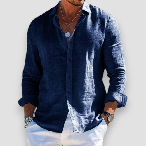 Marlo | Men's Lightweight Slim Fit Linen Long Sleeve Shirt