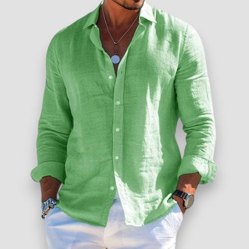 Marlo | Men's Lightweight Slim Fit Linen Long Sleeve Shirt