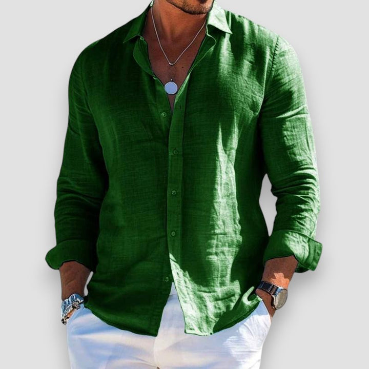 Marlo | Men's Lightweight Slim Fit Linen Long Sleeve Shirt