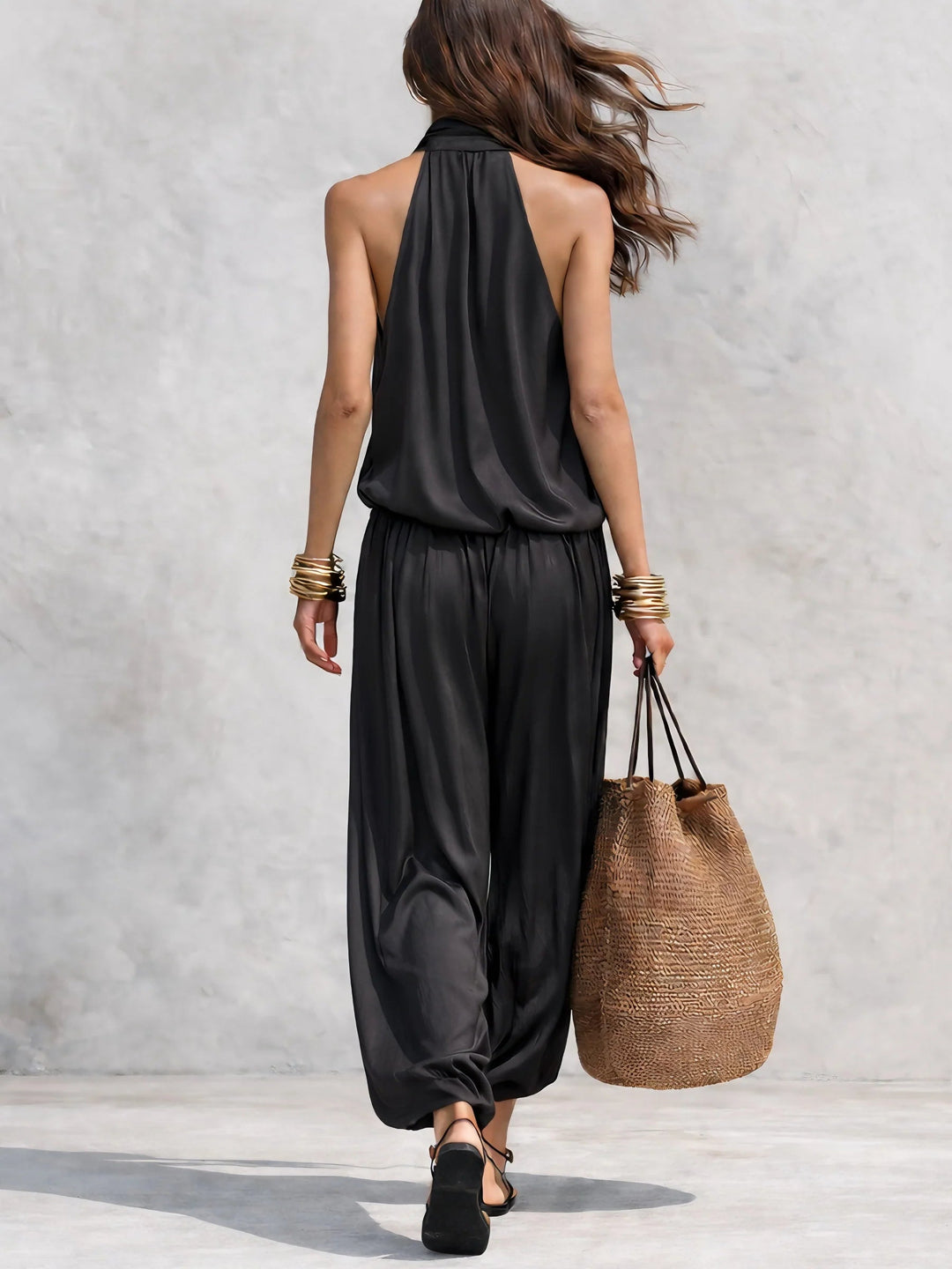 Marlowe | Women's Halter-Neck Wide-Leg Two-Piece Set