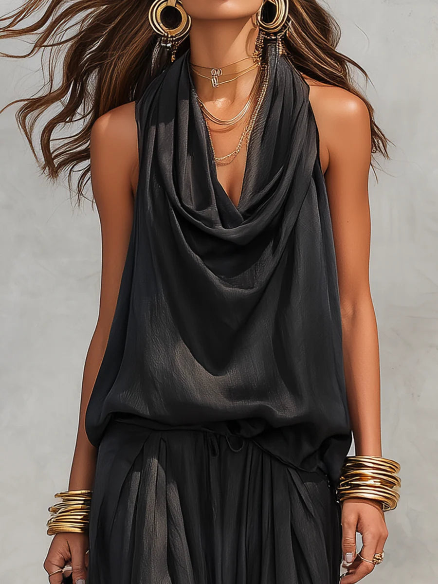 Marlowe | Women's Halter-Neck Wide-Leg Two-Piece Set