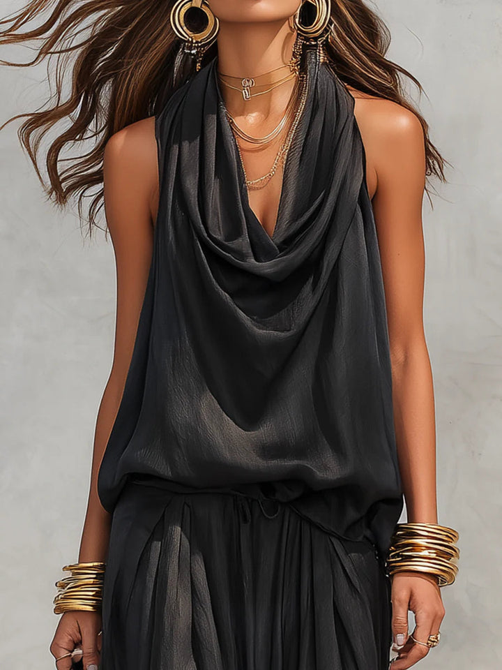 Marlowe | Women's Halter-Neck Wide-Leg Two-Piece Set