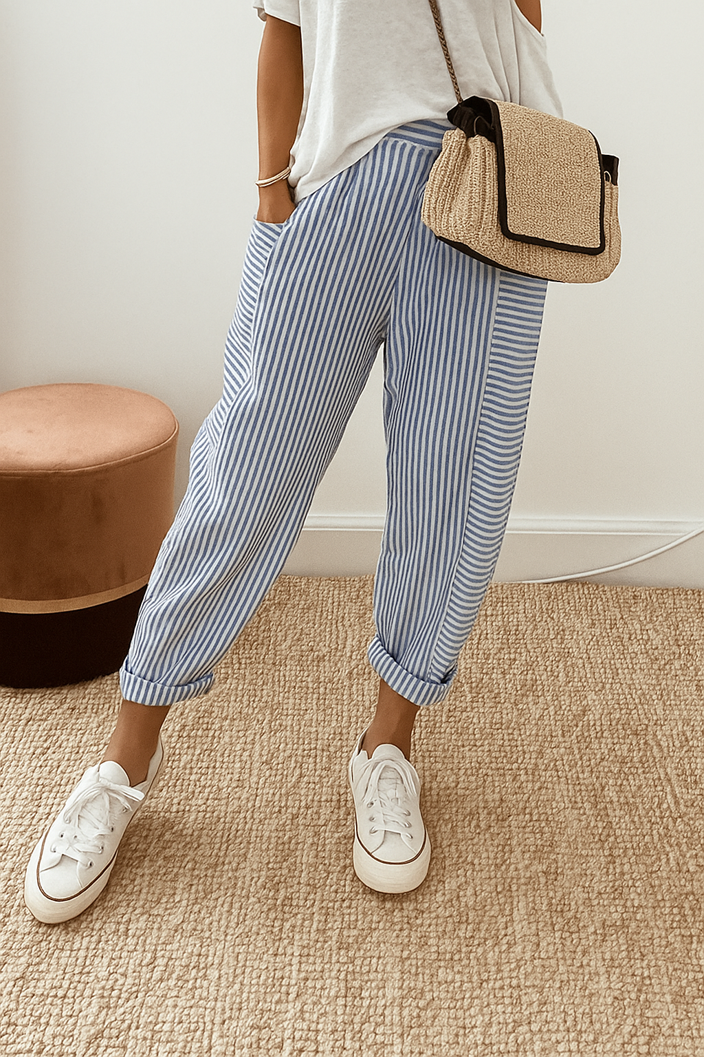 Marlyn | Women's Breathable Striped Drawstring Pants