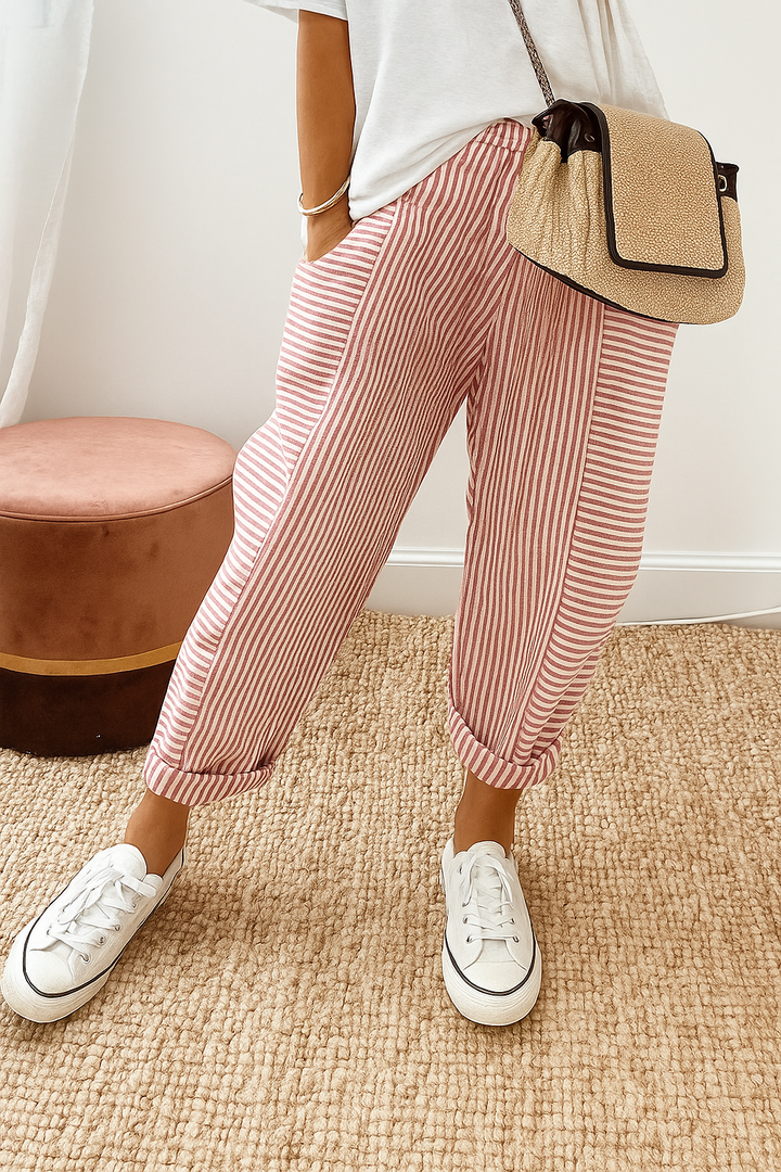 Marlyn | Women's Breathable Striped Drawstring Pants