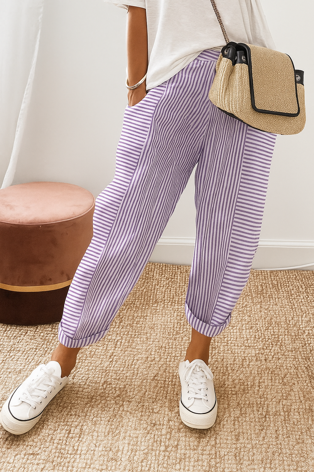 Marlyn | Women's Breathable Striped Drawstring Pants